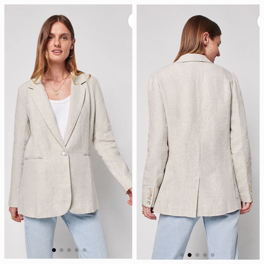NWT FAHERTY  Conrad Linen Blazer in Natural Flax Size Small
